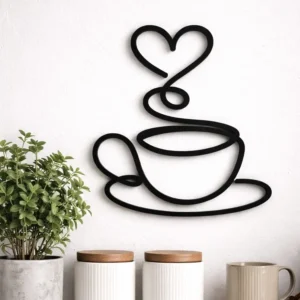Arte de Parede Xícaras de Café com Coração Minimalista em PLA, impressão 3D Ana 3D