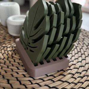 Kit Porta-Copos Folha Monstera com Suporte em PLA, impressão 3D Ana 3D